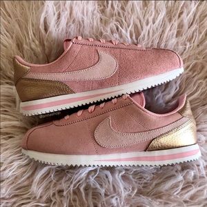 pink suede nike cortez